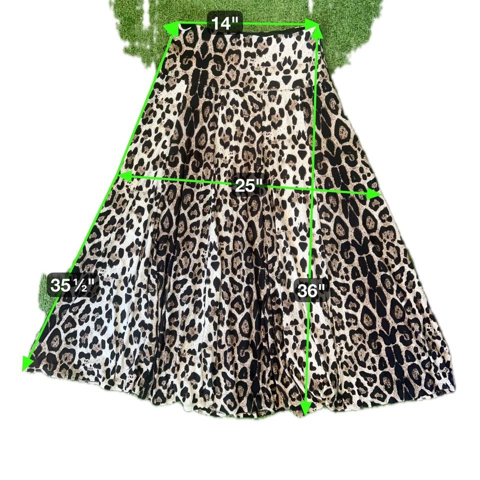 COCO BIANCO Women's M Leopard Print Maxi Skirt Flowy Boho Chic - Image 2 of 4