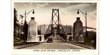 Lions Gate Bridge Vancouver BC Canada 1940s Gowen Sutton Litho Divided Back Card