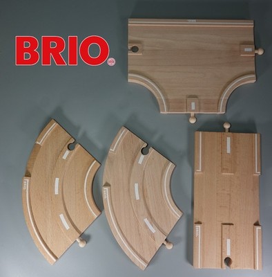 BRIO STRASSENGLEIS 1 x GERADE 2 x KURVE T-WEICHE T-Kreuzungsstücke Holzeisenbahn