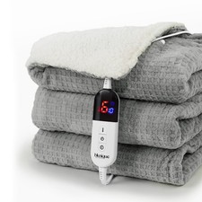 Heated Blanket Electric Blanket Twin Waffle, 62x84 Inches Sherpa Fleece Fast ...