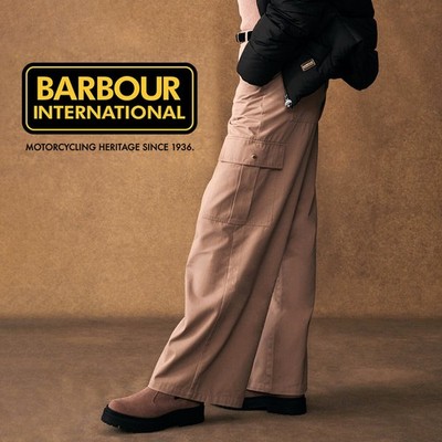 NP 130  BARBOUR International weite Cargohose, UK12 EU38, wide pants, tan, beige