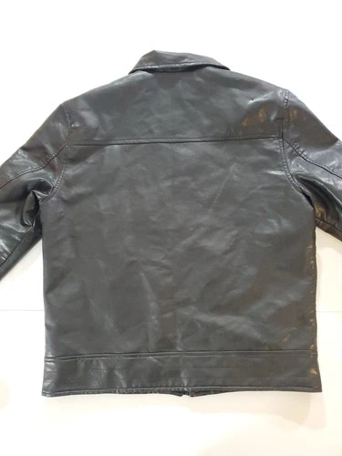 AC Luxury Collection Men’s Black Leather Jacket Size Large Made In Italy image 9