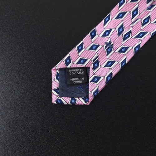 Cravatta JOS A BANK Executive Collection 100% seta, geometrica, rosa e blu, nuova con etichetta. - Foto 11 di 12
