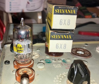 Two Sylvania 6X8 Vacuum Tubes Tested on  TV-7D/U Tube Tester NOS