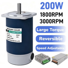 200W DC 12V/24V 1800/3000RPM High-speed Motor Reversible Adjustable Speed Motor