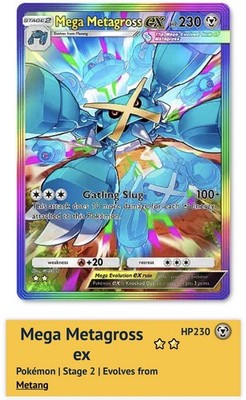 Pokemon TCG Pocket - Mega Metagross Ex - Rainbow 2 Karte - Eng - Schnelle Lieferung