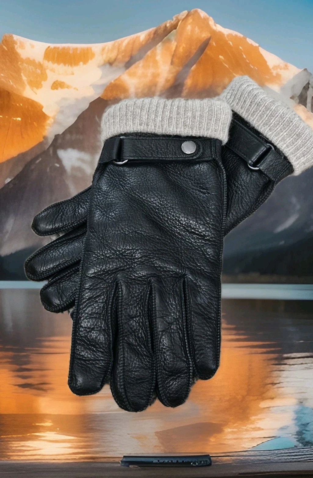 Vtg Coach Italy Men's Med Leather Lambs Wool/Raccoon/ Nylon Lined Gloves EUVC