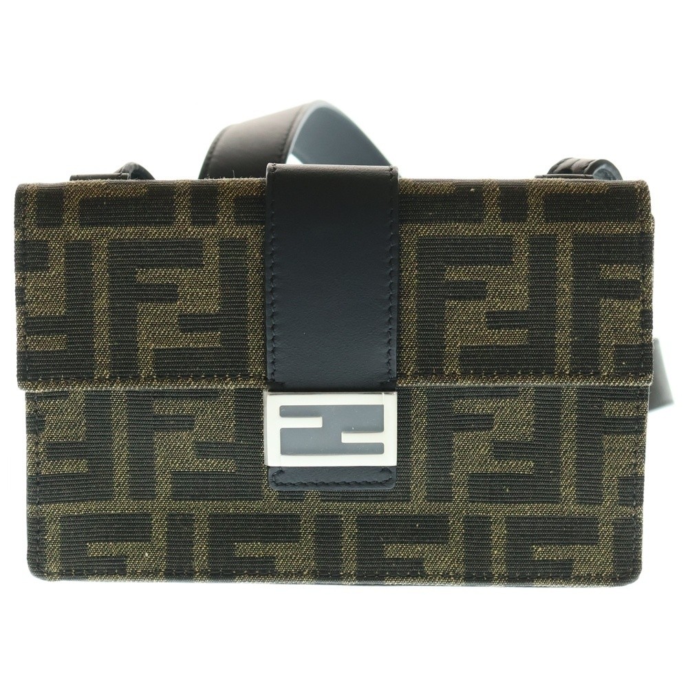 Fendi Baguette Slim Clutch Ff Jacquard Fabric 3Way Shoulder Bag Crossbody Waist