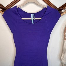 Guess by Marciano Cap Sleeve Purple Bandage Dress S