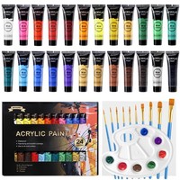 Acrylfarben Set 24 X 36 Ml Acrylfarbenset Mit 10 Pinseln FüR Leinwand Holz