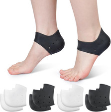 4 pairs of silicone gel heel protectors for cracked heels, heel spurs,unisex.