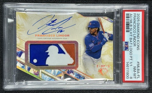 1/1 FRANCISCO LINDOR PSA 2025 TOPPS DIAMOND ICONS MLB BATTER LOGO PATCH AUTO 1/1