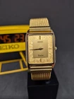 Vintage [ NM ] Seiko DOLCE 7740-5000 Gold Tank Quartz Men's Watch JP Snowflake