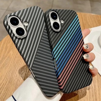 Ultradünne Magnetische Kohlefaser Hülle für iPhone 17 16 15 14 13 12 Pro Max Magsaf