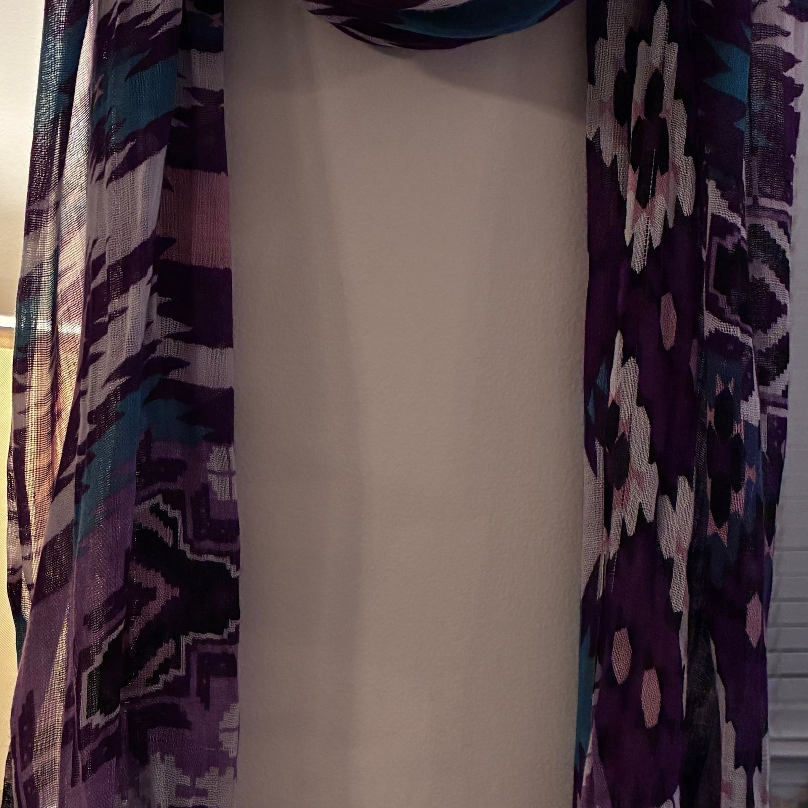 Lightweight Rectangle Accent Scarf Turquoise Purp… - image 1