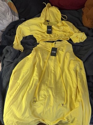 Yellow Crop Top And Skirt Set