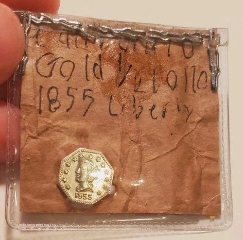 1855 1/2 DWT CALIFORNIA White GOLD LIBERTY QUARTER DOLLAR COIN PACIFIC GOLD RARE