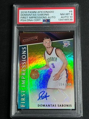 2016 Panini Aficionado First Impressions Autograph RC Domantas Sabonis #6 PSA SP