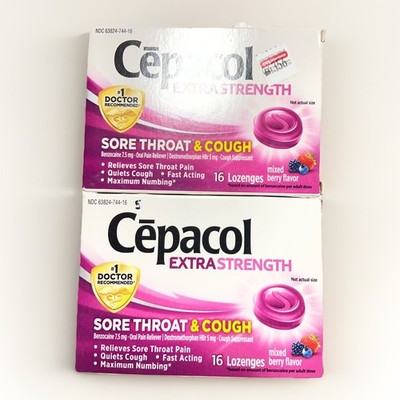 2 PK Cepacol Extra Strength Sore Throat & Cough Lozenges EXP 05/31/2026