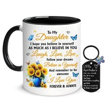 Hyturtle To My Daughter From Mom Gift Set   Mug  Keychain Combo For Birth