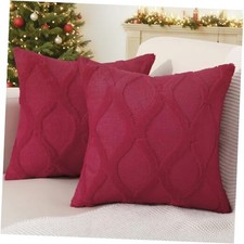 Christmas Throw Pillow Covers 18x18 Inch Set of 2, 18" x 18" Pack of 2 Red
