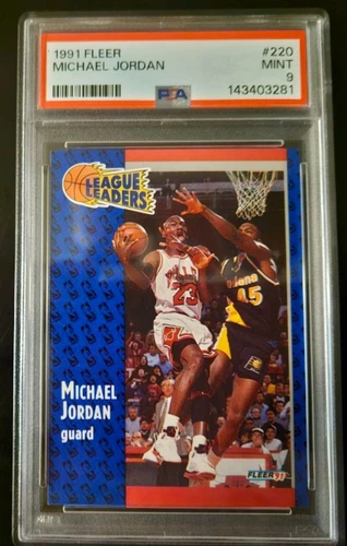 1991 Fleer Michael Jordan # 220 League Lead PSA Grade Of 9 MINT Basketball Card
