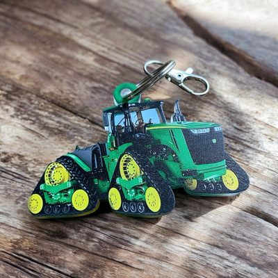 John Deere 9RX Tractor Keychain - Equipment Acrylic Key Ring Gift for Farmers