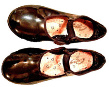 Girls Tap Shoes 13 1/2 M Capezio Black Patent Leather Tele Tone