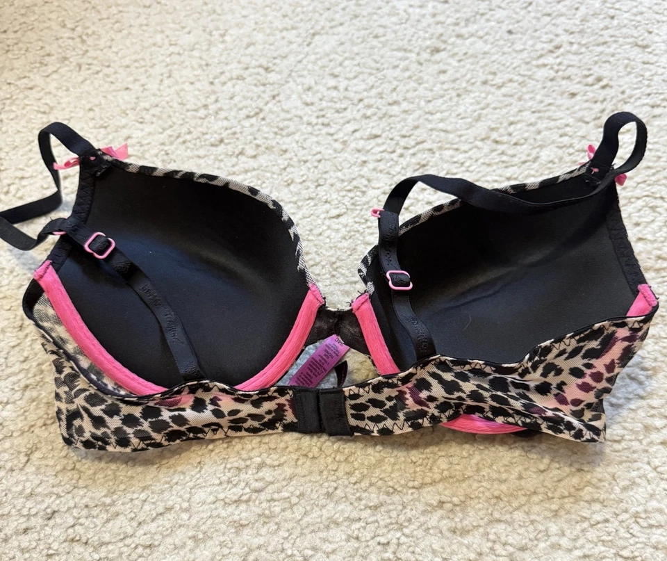 Betsy Johnson Bra 34C Leopard Print Push Up Bra Underwire And Padded - Image 4 of 4