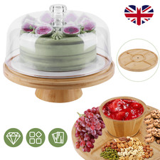 29cm Cake Stand With Lid Bamboo Cake Plate with Dome Cake Display Cover