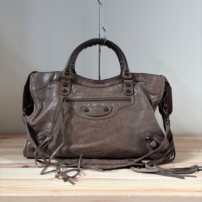 Balenciaga The City 115748 Brown Leather 2way Shoulder Hand Bag