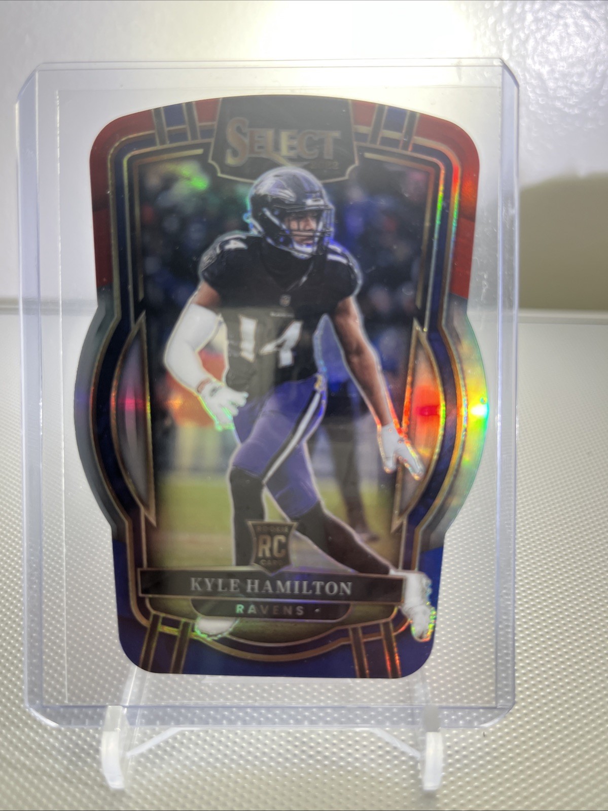 2022 Panini Select - Club Level Kyle Hamilton #294 Red & Blue Prizm Die-Cut (RC)