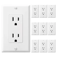Decorator Receptacle Outlet with Wall Plate, 15 Amp Standard Electrical Wall Out