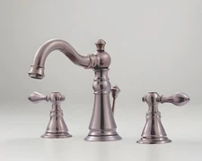 Ultra Faucets Wide Spd 2 Handle Faucet Brushed Nickel Includes PopUp Drain Brass