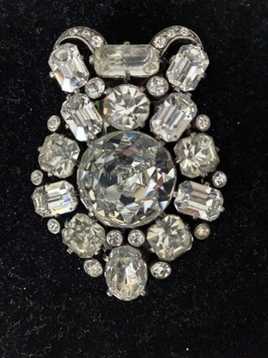 Vintage  Eisenberg Original Art Deco Rhinestone Brooch- Large Statement Pin