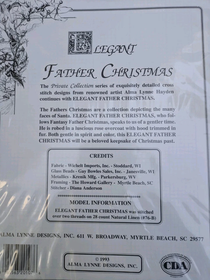 Vintage Elegant Father Christmas Folk Art Alma Lynne Cross Stitch Pattern - Image 3 of 3