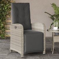 Gartensessel Poly Rattan Mit Verstellbarem FußTeil Hellgrau