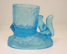 Vintage Light Blue Glass Squirrel & Acorn Toothpick Holder Westmoreland? EUC