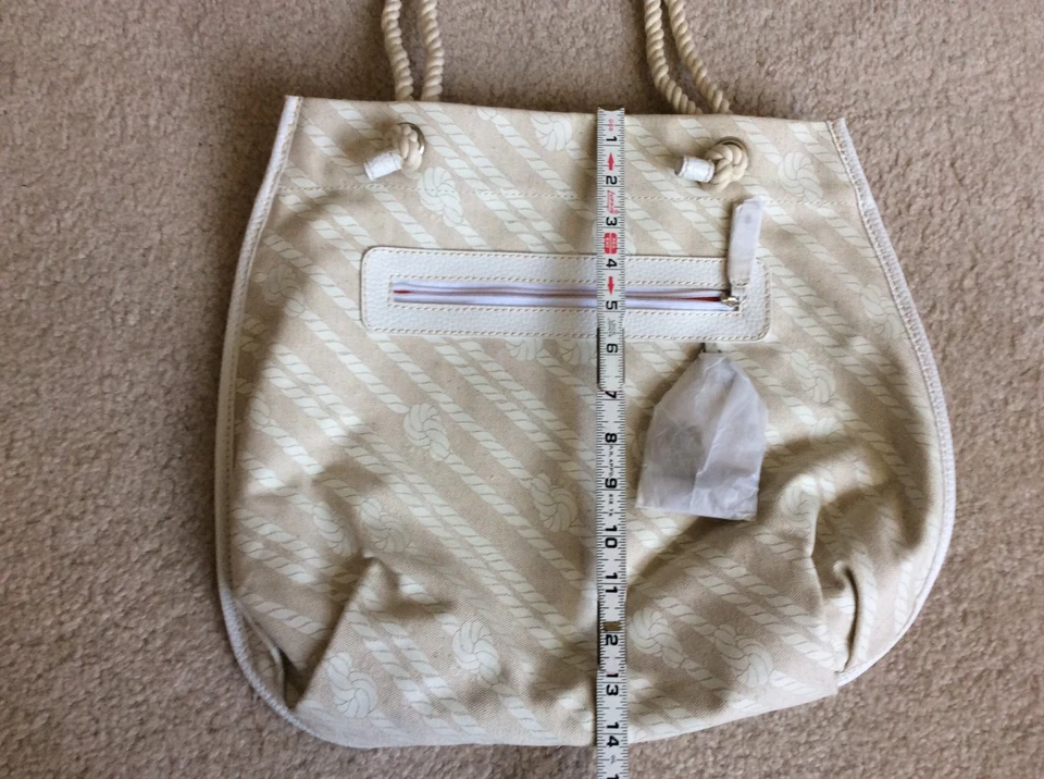 NWT  Rafē Beige print handbag purse  Large Bag.  Nautical Theme, Anchor (p2) - Image 4 of 4