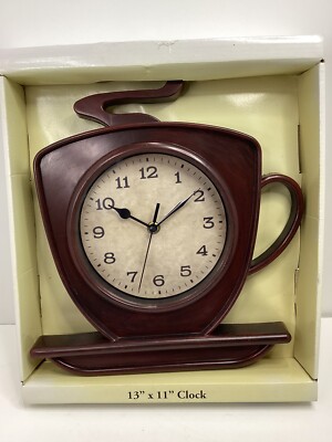 NEW Coffee Cappuccino Wall Clock - Battery Operated