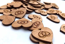 100 Streudeko Holz Herz Tischdeko EHERING RINGE  Hochzeit Dekoherzen Streuteile