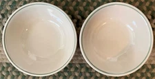 VTG CORELLE BY CORNING 'CALICO ROSE' 2~6.25” SOUP CEREAL BOWLS GREEN BAND ON TAN