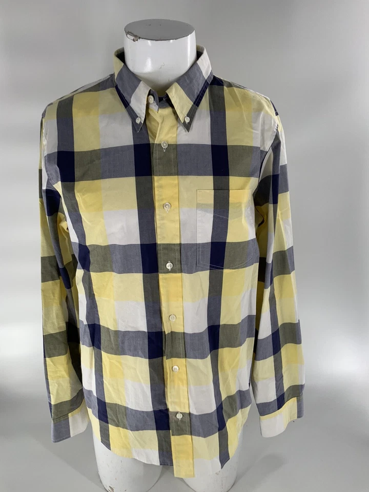 Jack Spade Long Sleeve Button Shirt L Gray Yellow Plaid Cotton YGI E3-111 - Image 2 of 4