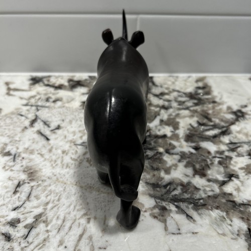 Hand Carved Wood Rhino Sculpture with Dark Finish 8.8 0z - Picture 7 of 10