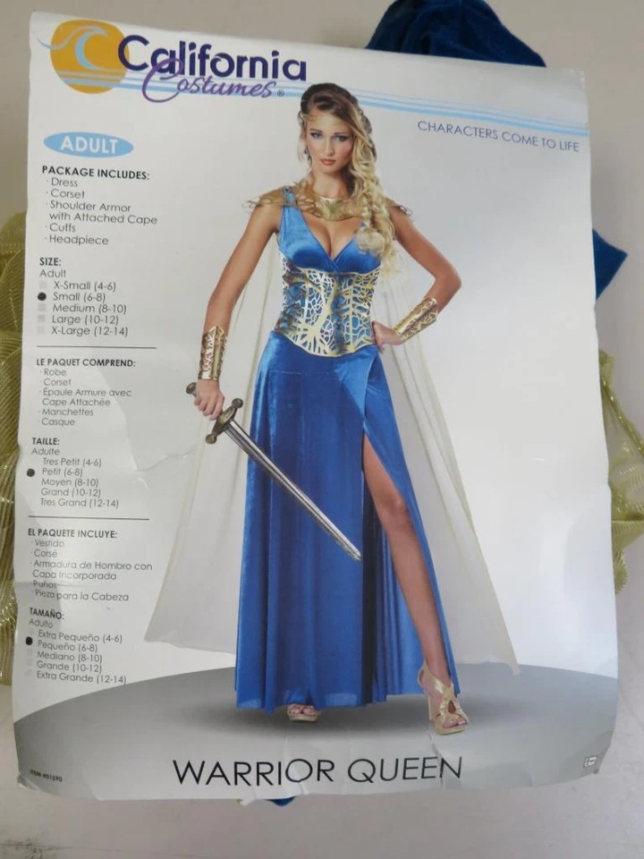 Disfraz de Halloween Guerrero Reina Medieval Renacimiento Vikingo Mujer Pequeño 6-8 Foto 2 de 4