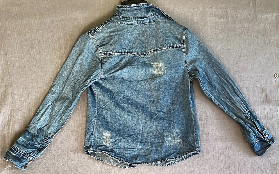 Women Small Blue Denim Trucker Jean Jacket by Miley Cyrus Max Azria Brand Label - Image 2 of 3