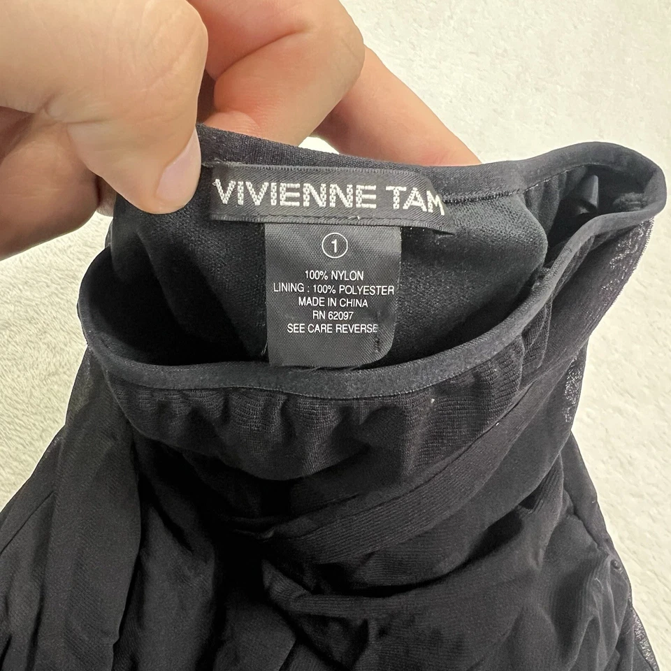 Vivienne Tam Black Pencil Skirt Knot Loop Detail Knee Length Stretch Lined - Image 2 of 4