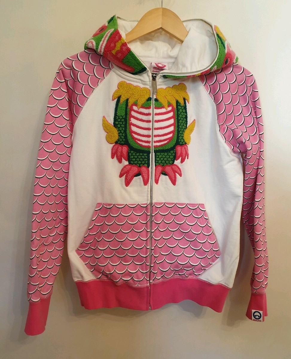 Devil Nut Under Red Flag Full Zip Hoodie Embellished Pink Scales