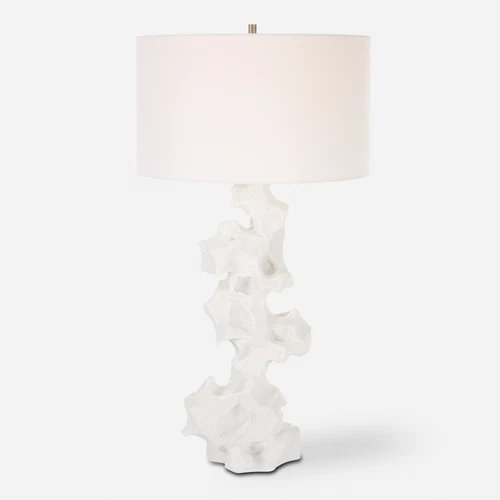 Contemporary White Faux Marble Sculpture Table Lamp 32 in Organic Shape Modern - Picture 1 of 8
