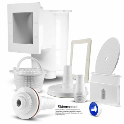 Skimmer Set + Einlaufdüse Dichtungen Einbauskimmer Poolskimmer Stahlwandskimmer